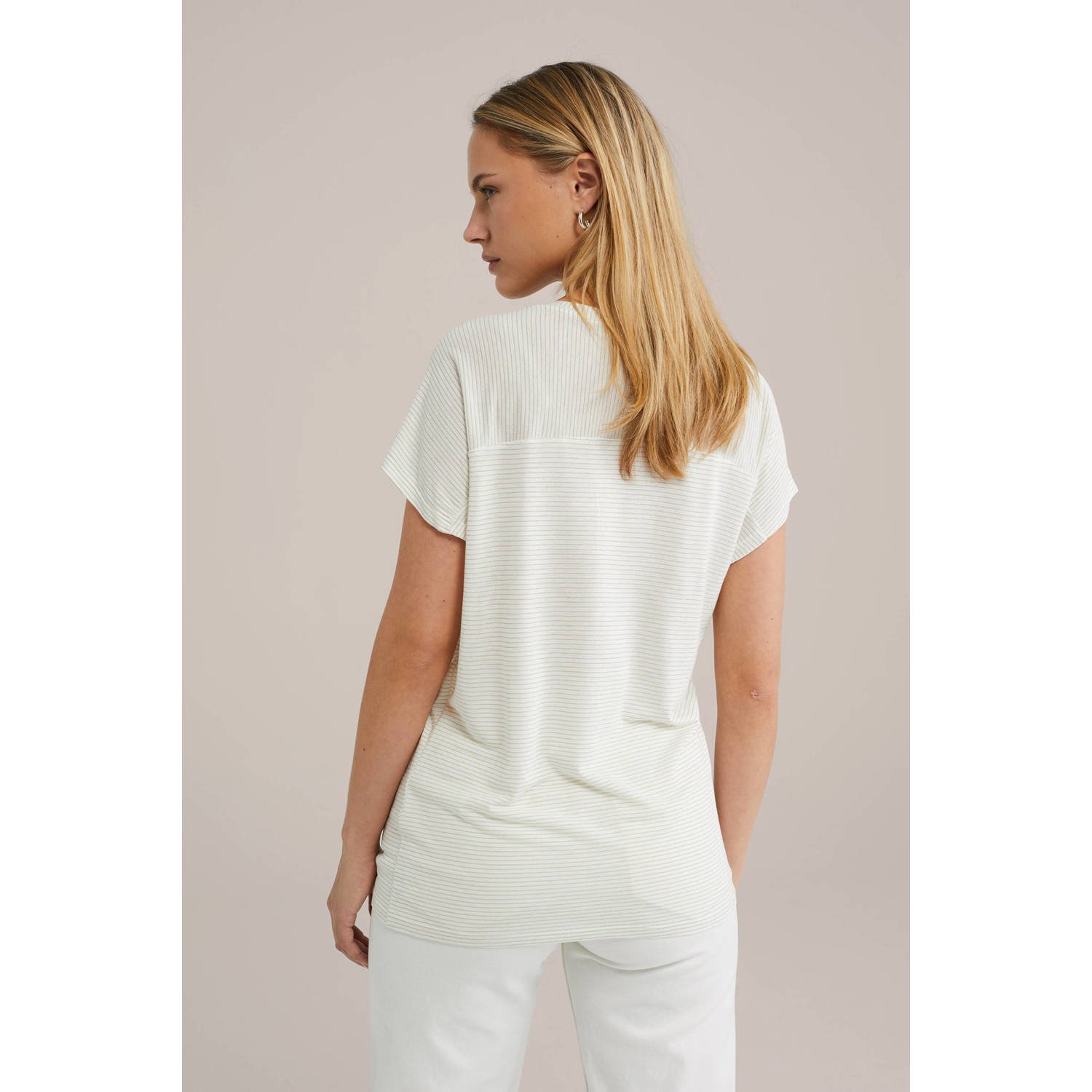 WE Fashion T-shirt ecru met lurex