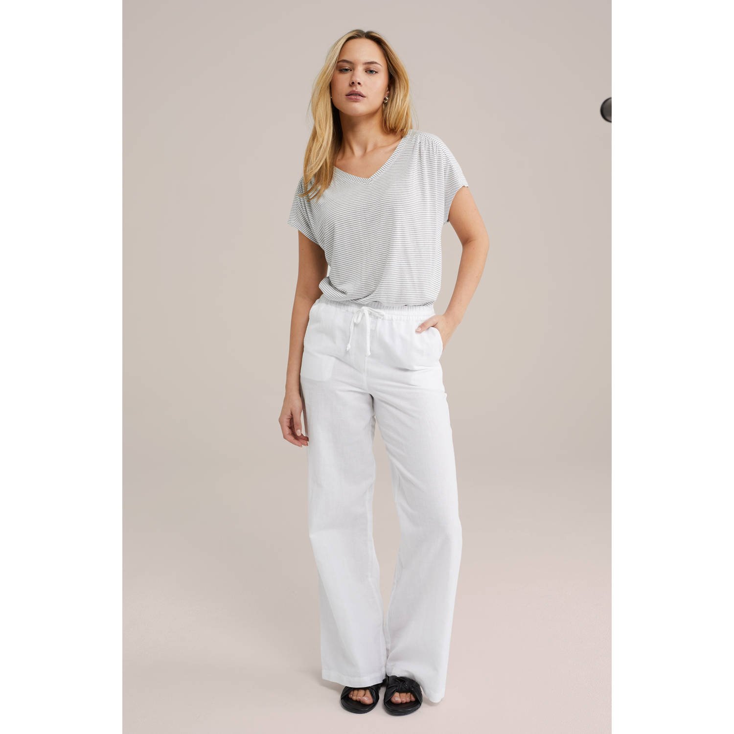 WE Fashion T-shirt ecru met lurex