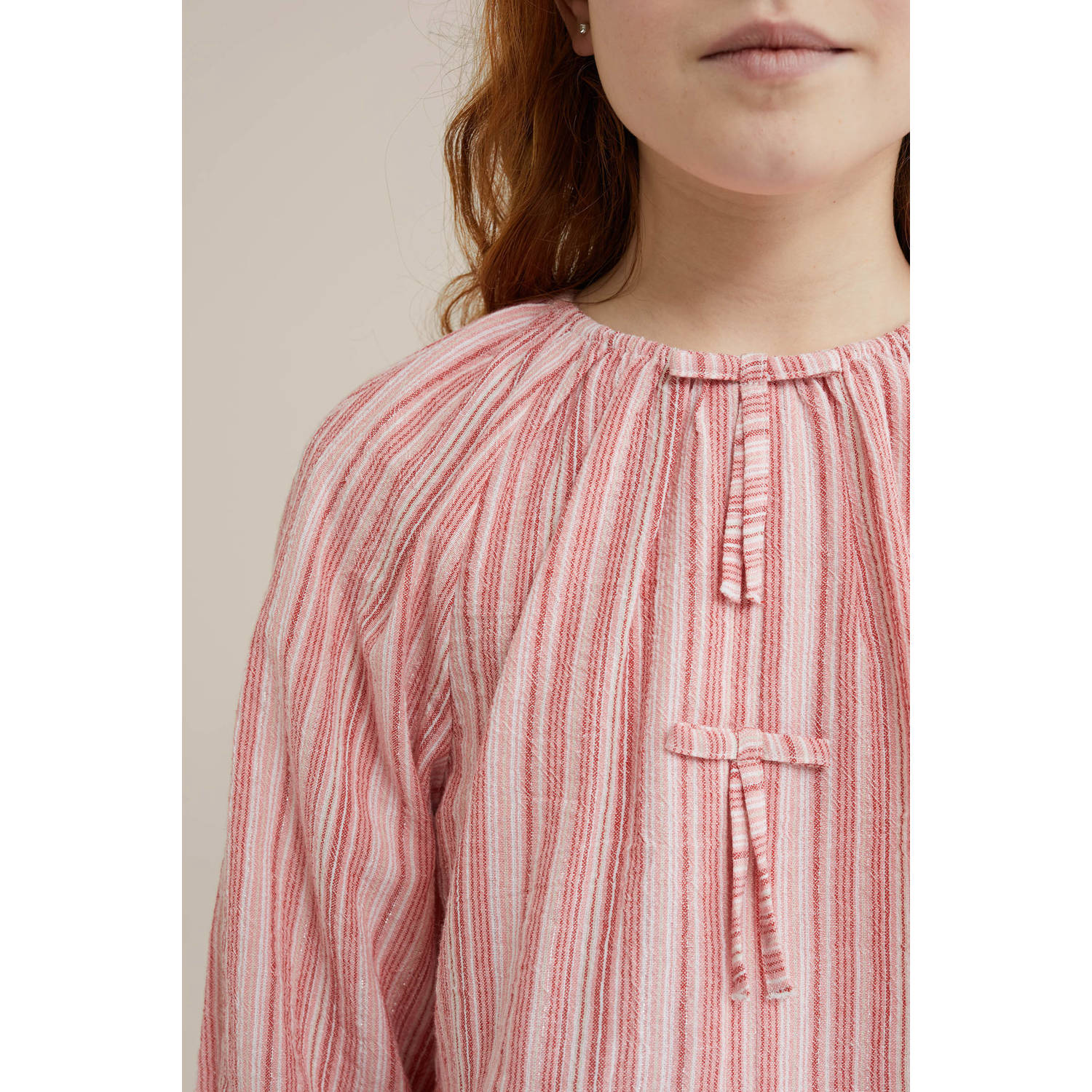 WE Fashion top roze lichtroze wit