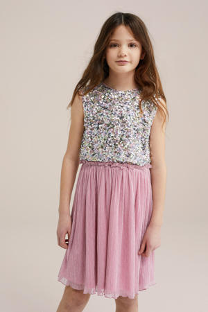 korte jurk met pailletten roze
