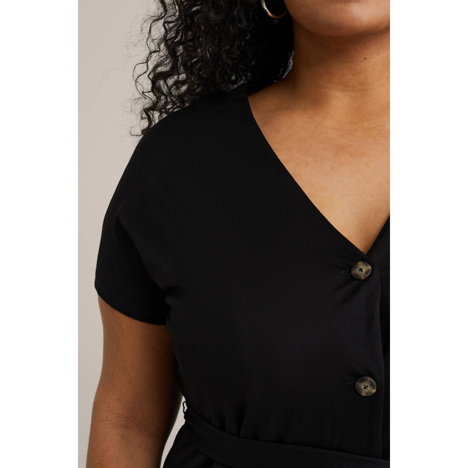 WE Fashion Curve midi jurk zwart