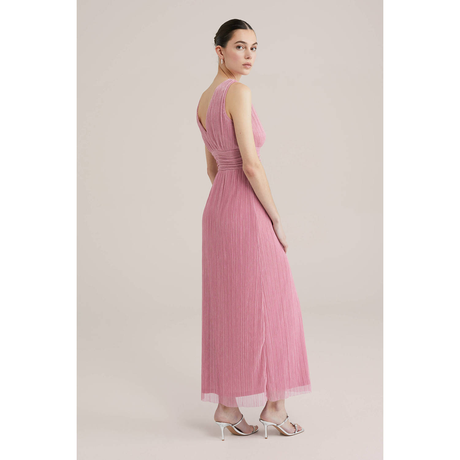 WE Fashion galajurk met lurex roze