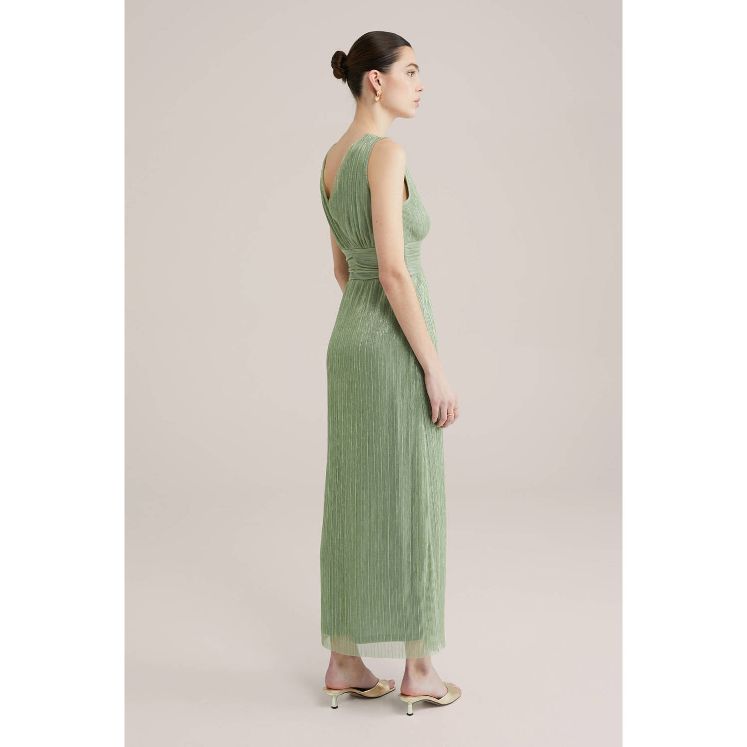 WE Fashion galajurk met lurex groen
