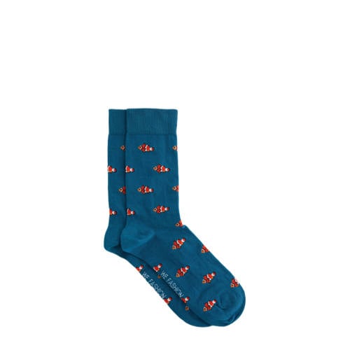 WE Fashion sokken met dierenprint blauw afbeelding