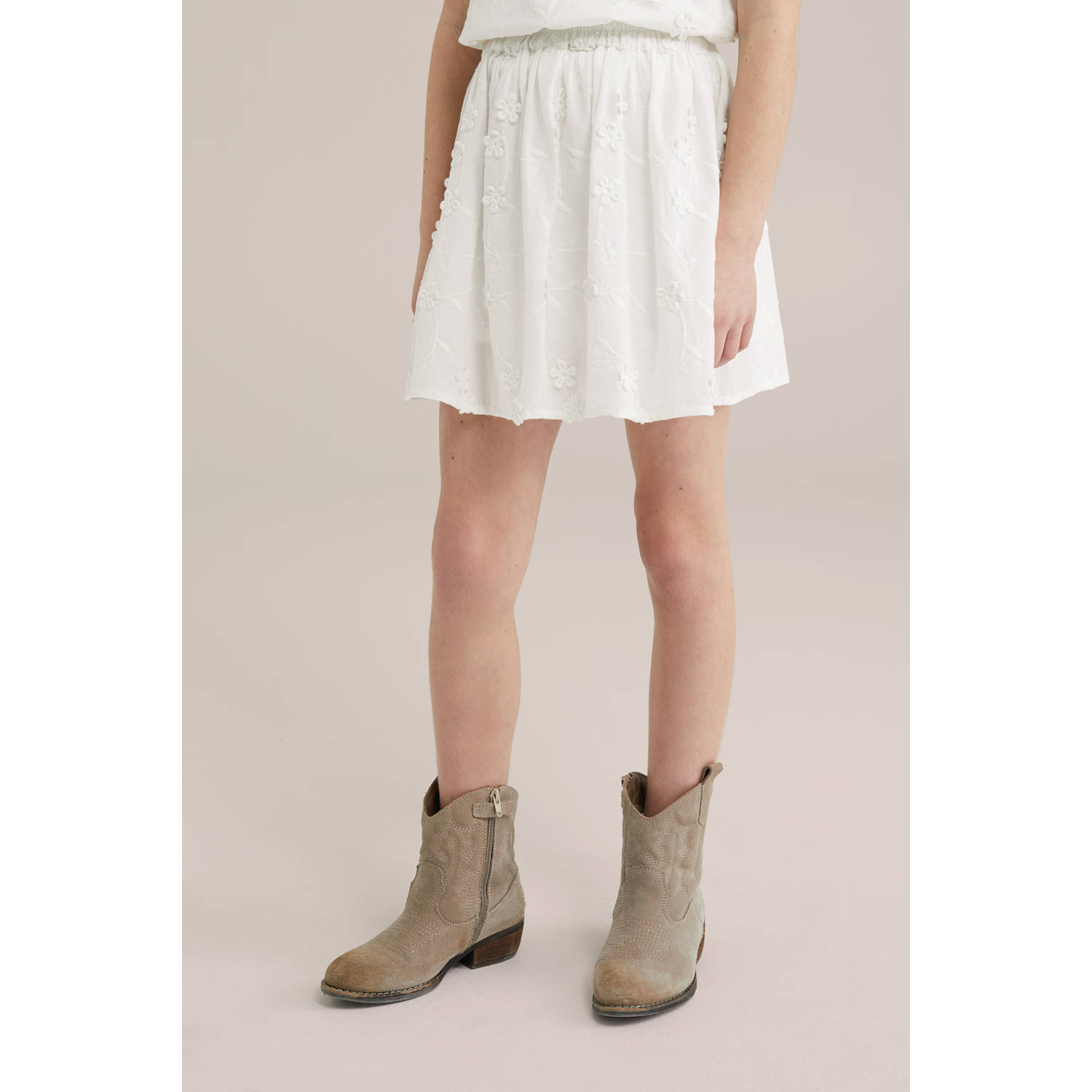 WE Fashion korte rok broderie wit