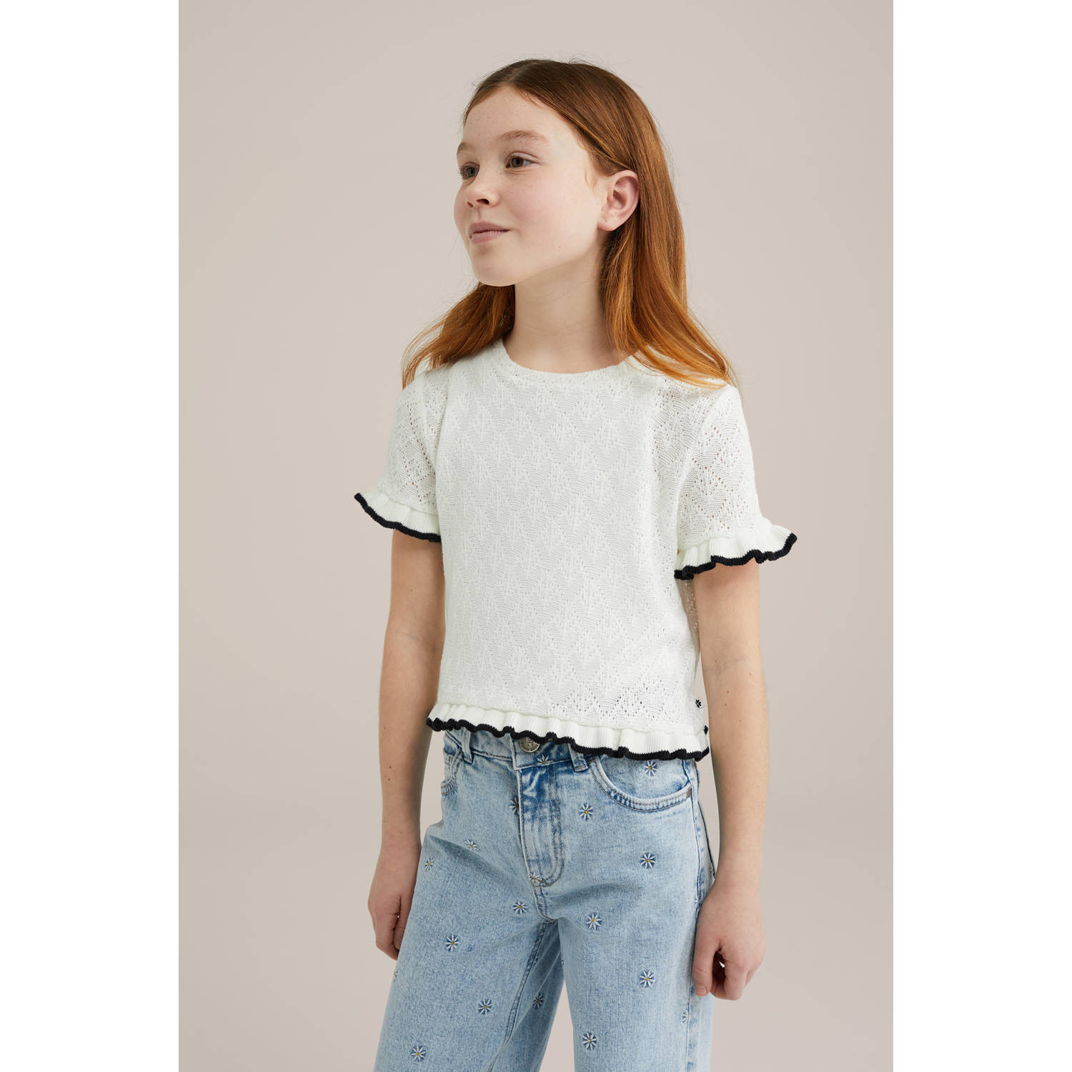 WE Fashion T-shirt wit gebreid