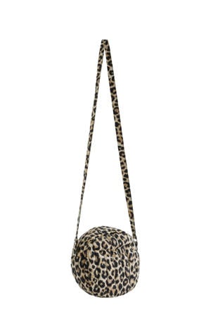 crossbody tas met panterprint beige/zwart