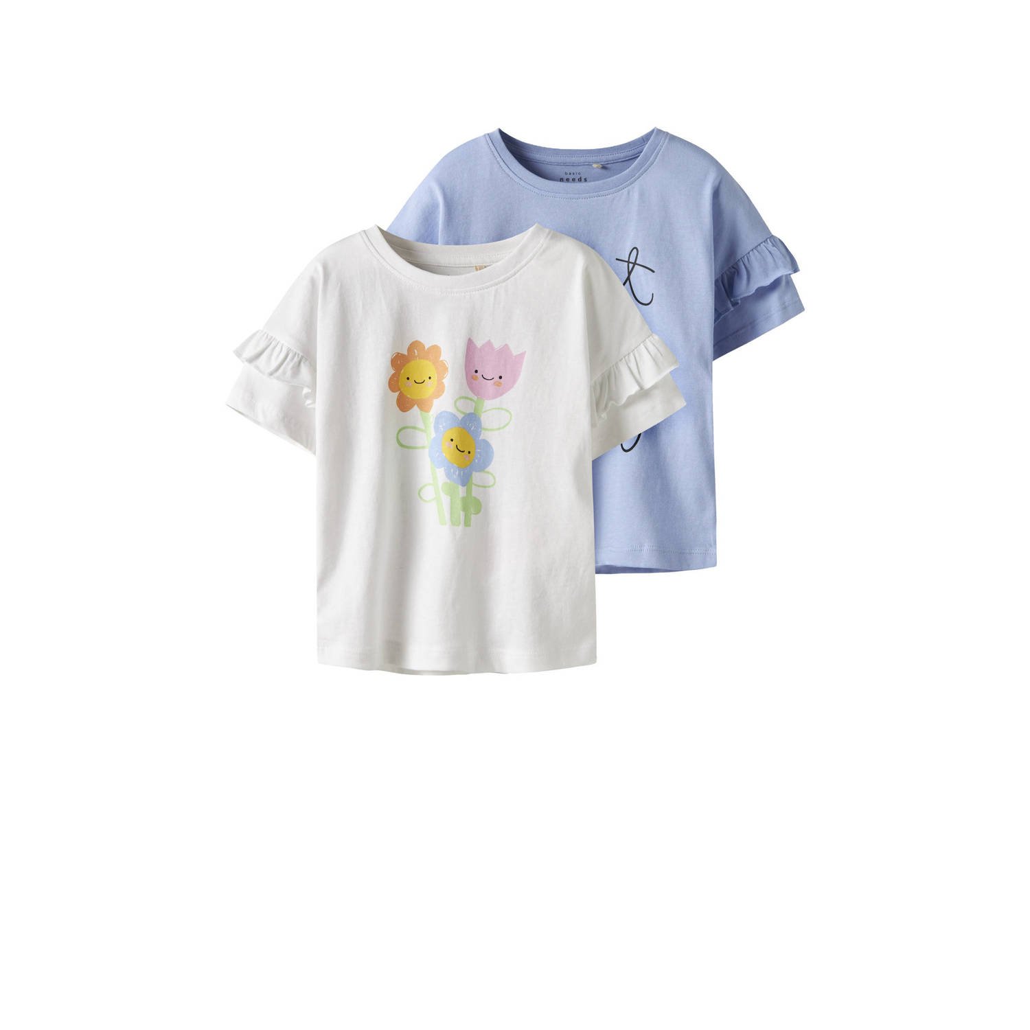 NAME IT MINI T-shirt NMFVILENA set van 2 blauw wit