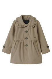thumbnail: Bruine meisjes NAME IT MINI trenchcoat van polyester met effen, lange mouwen, klassieke kraag, ritssluiting en plooien
