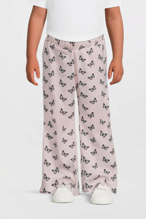 wide leg casual broek lichtroze
