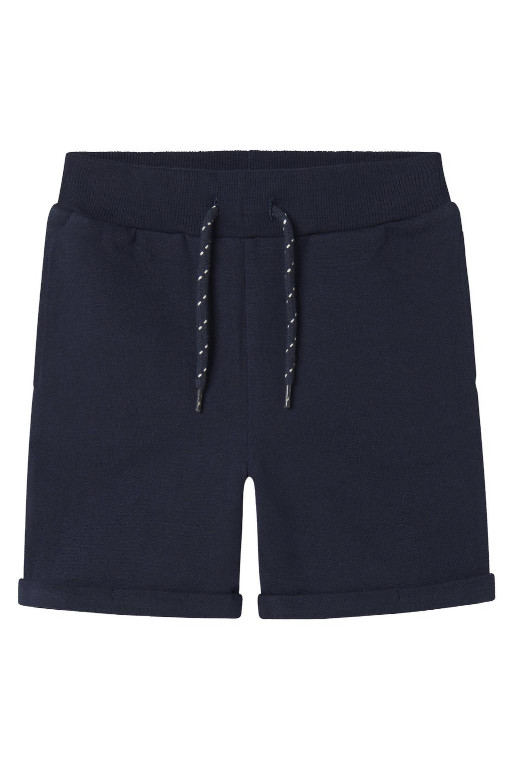 Marineblauw jongens NAME IT MINI sweatshort blauw van katoen met regular fit, regular waist en effen
