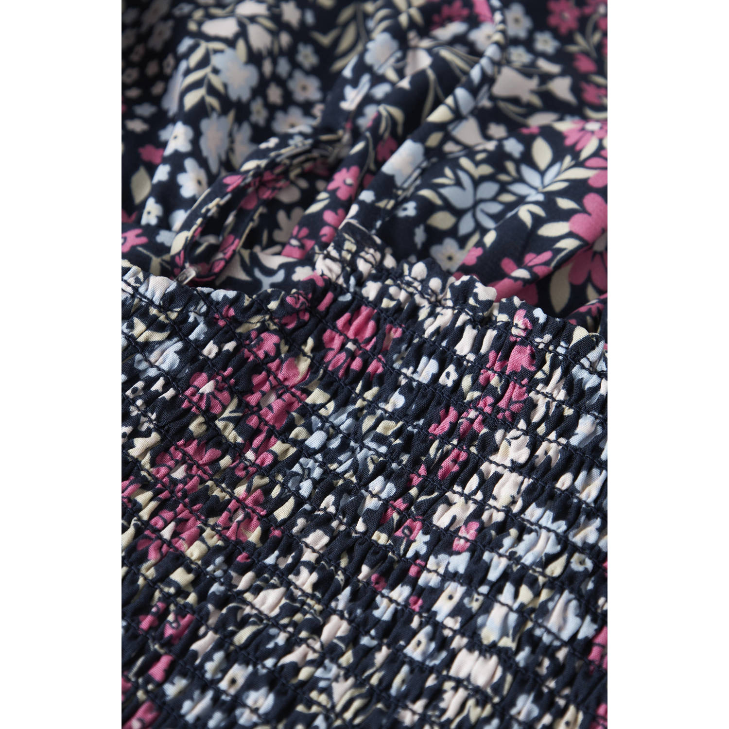 NAME IT KIDS jumpsuit met ruches donkerblauw roze lichtblauw