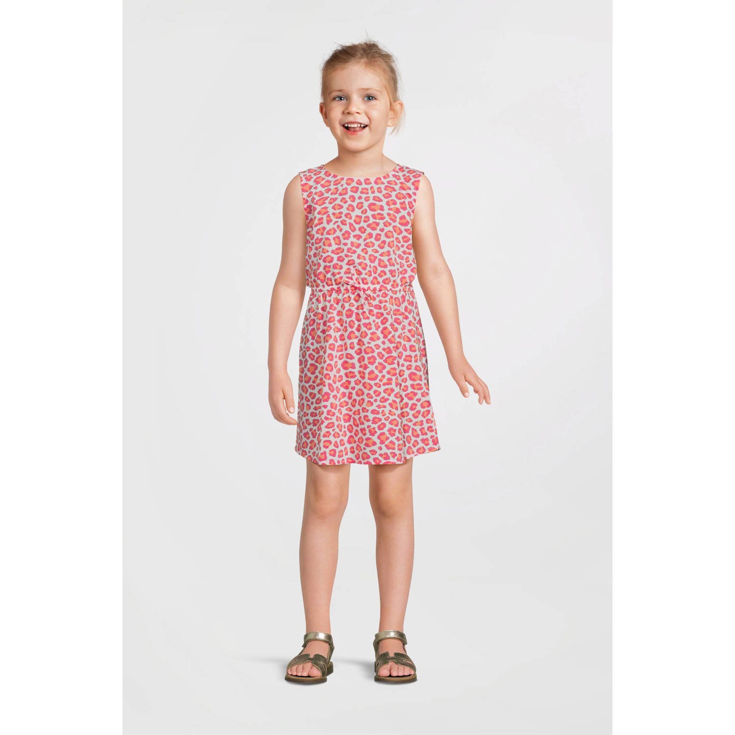 NAME IT KIDS midi jurk roze zalmroze wit