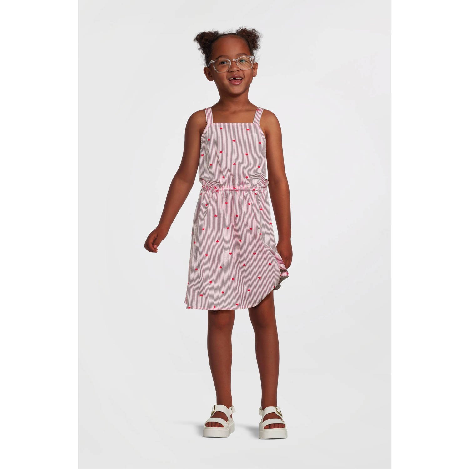 NAME IT KIDS zomerjurk NKFFAHEART roze rood