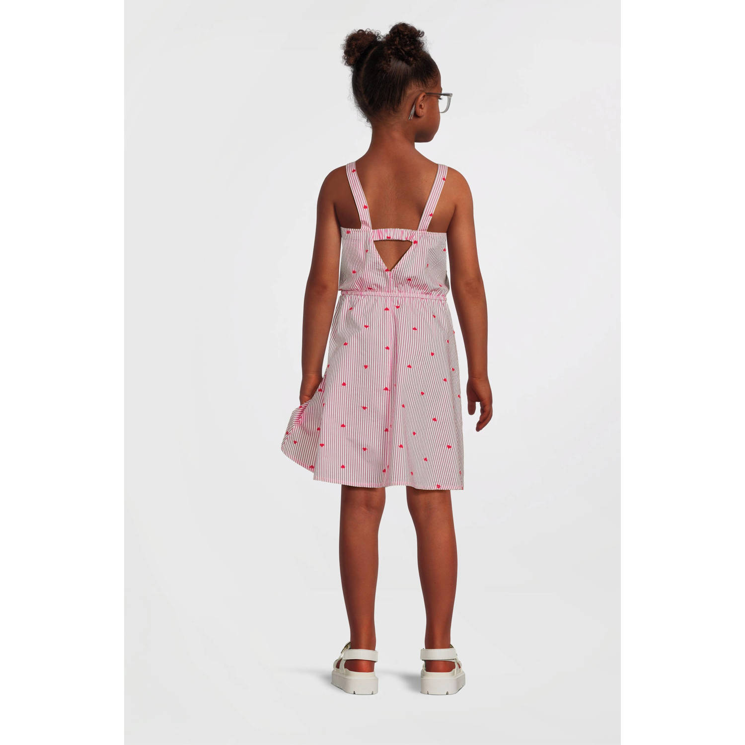 NAME IT KIDS zomerjurk NKFFAHEART roze rood