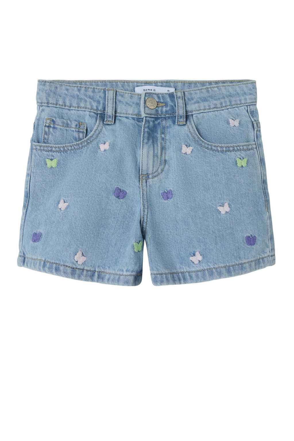 Light blue denim meisjes NAME IT KIDS regular short van denim met rits- en knoopsluiting