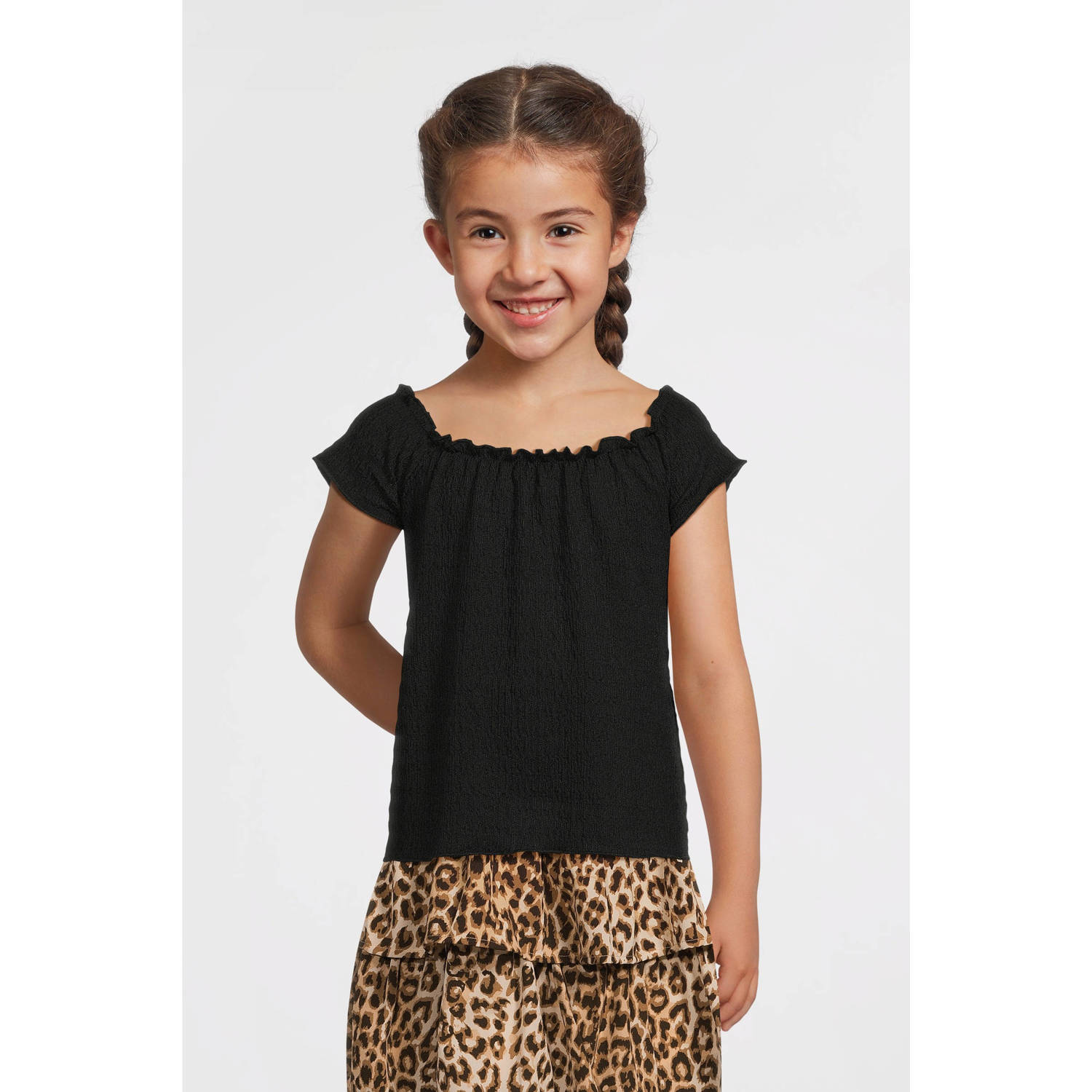NAME IT KIDS off shoulder top zwart