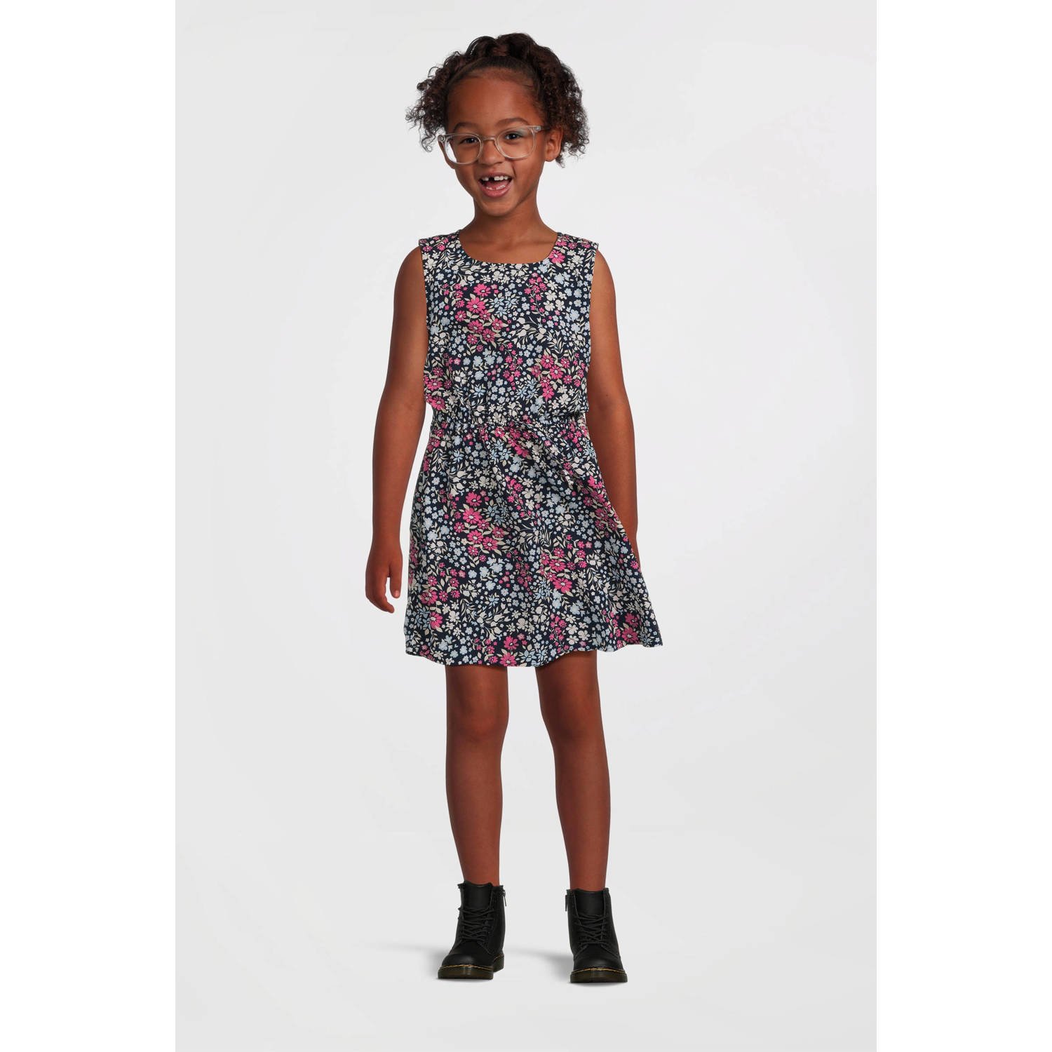 NAME IT KIDS midi jurk roze donkerblauw