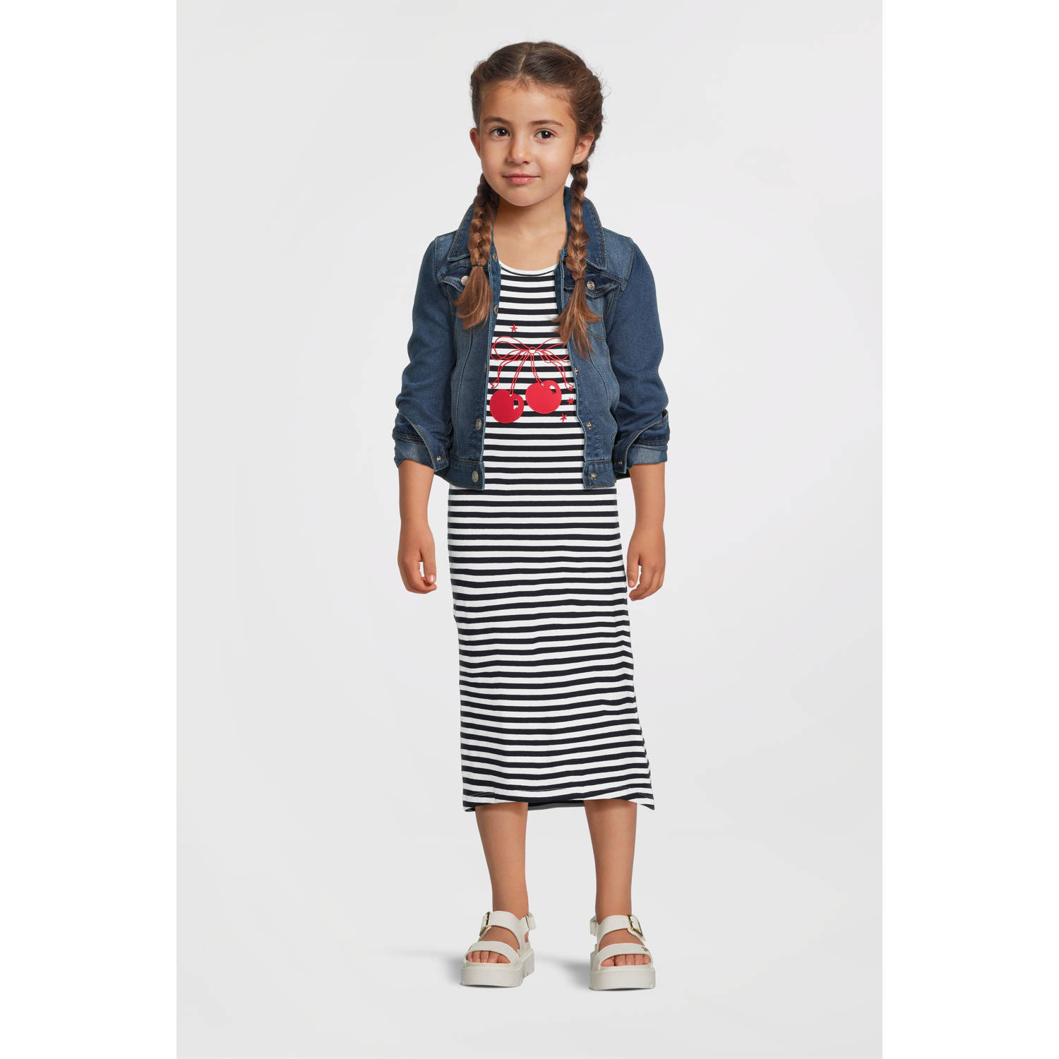 NAME IT KIDS maxi jurk donkerblauw wit