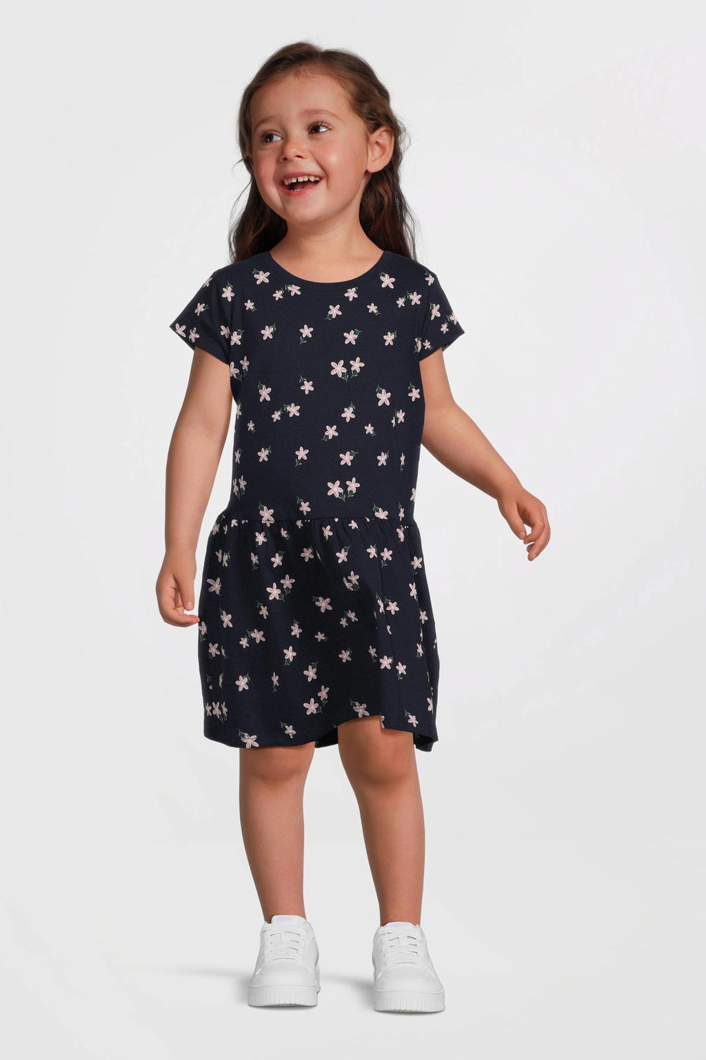 NAME IT MINI midi jurk donkerblauw/lichtroze