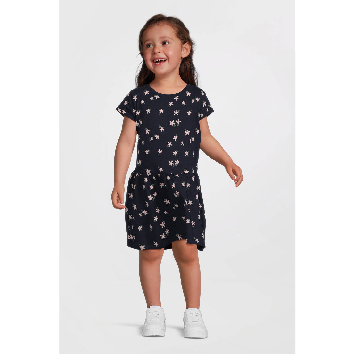 NAME IT MINI midi jurk donkerblauw lichtroze