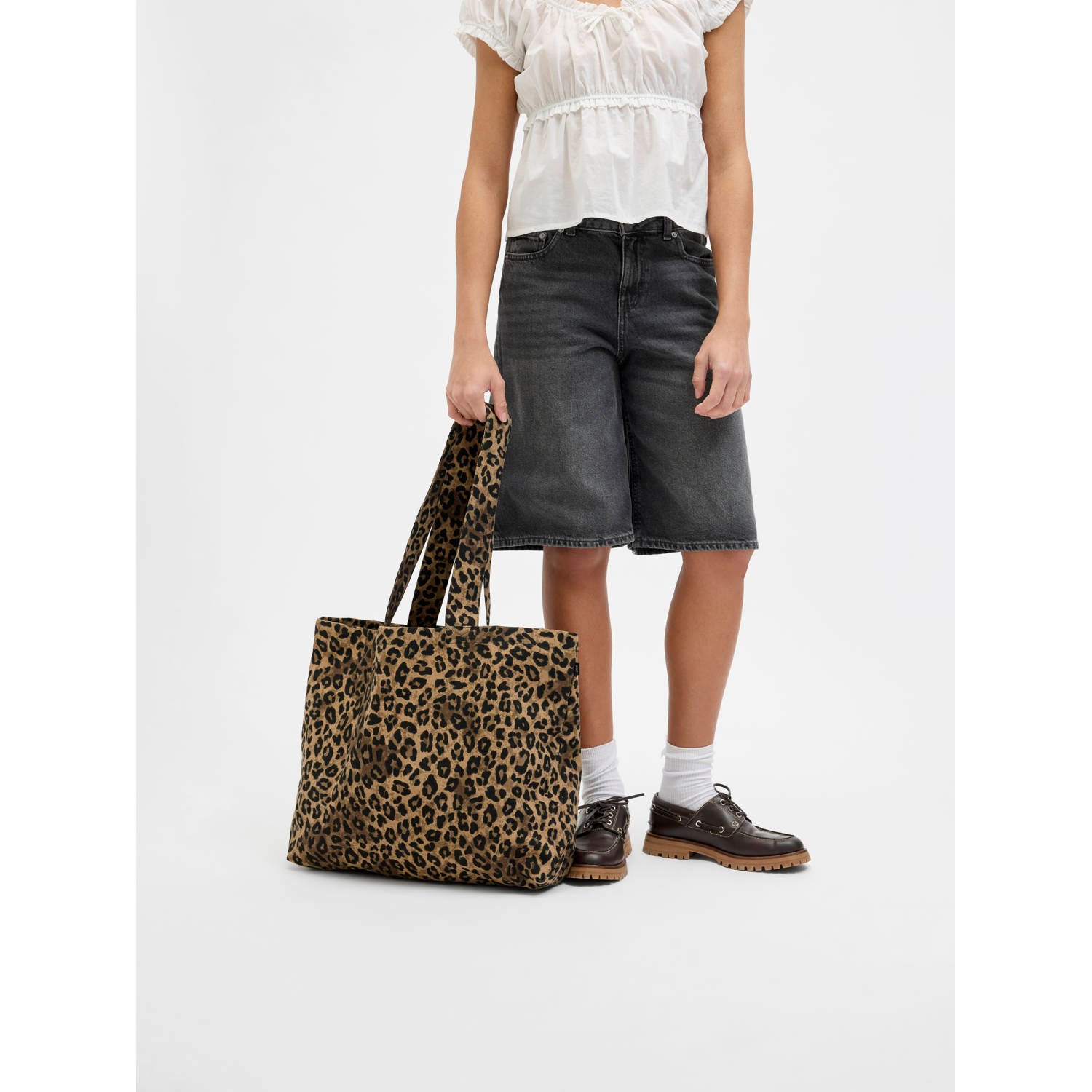 JJXX shopper met panterprint JXBETHANY bruin