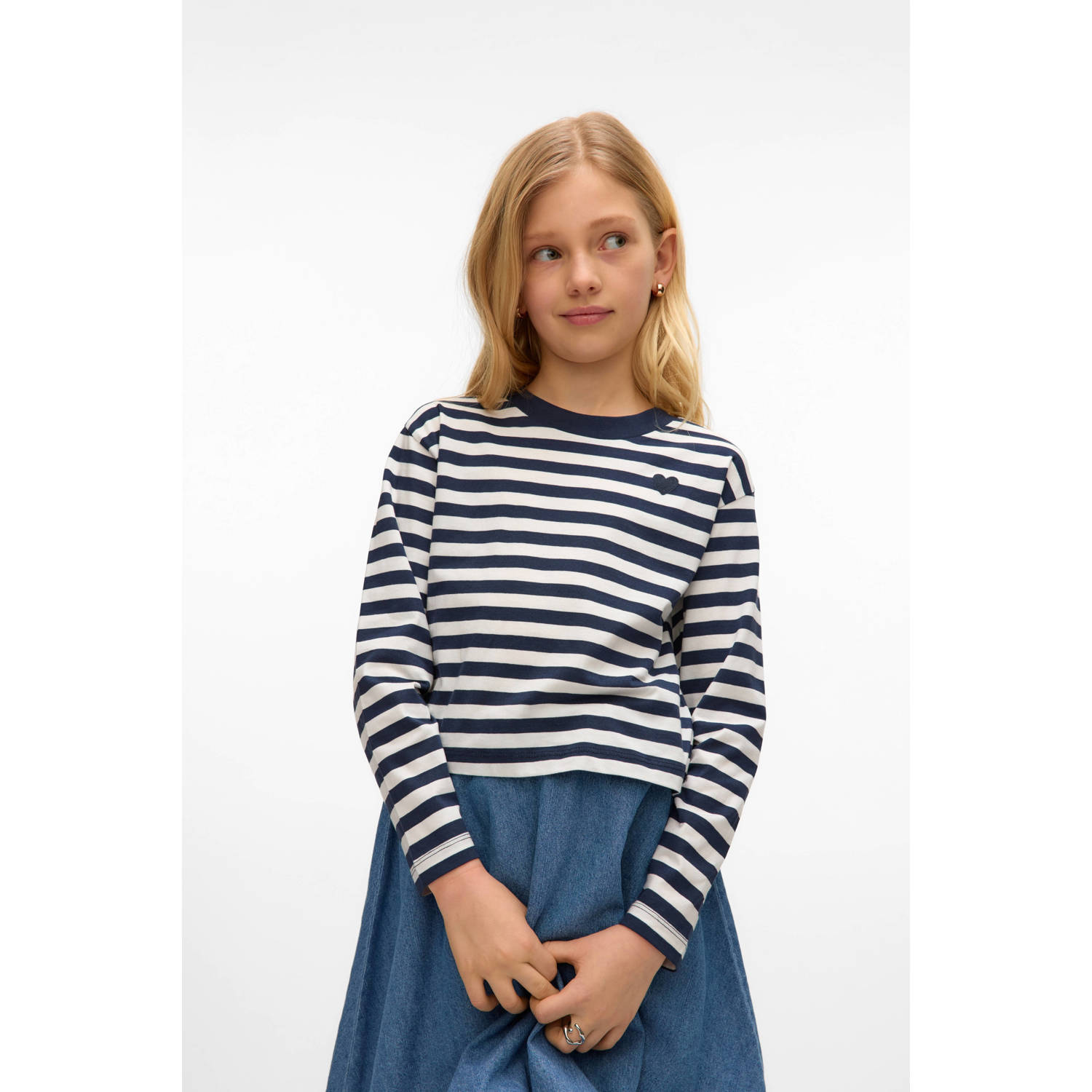 VERO MODA GIRL longsleeve donkerblauw