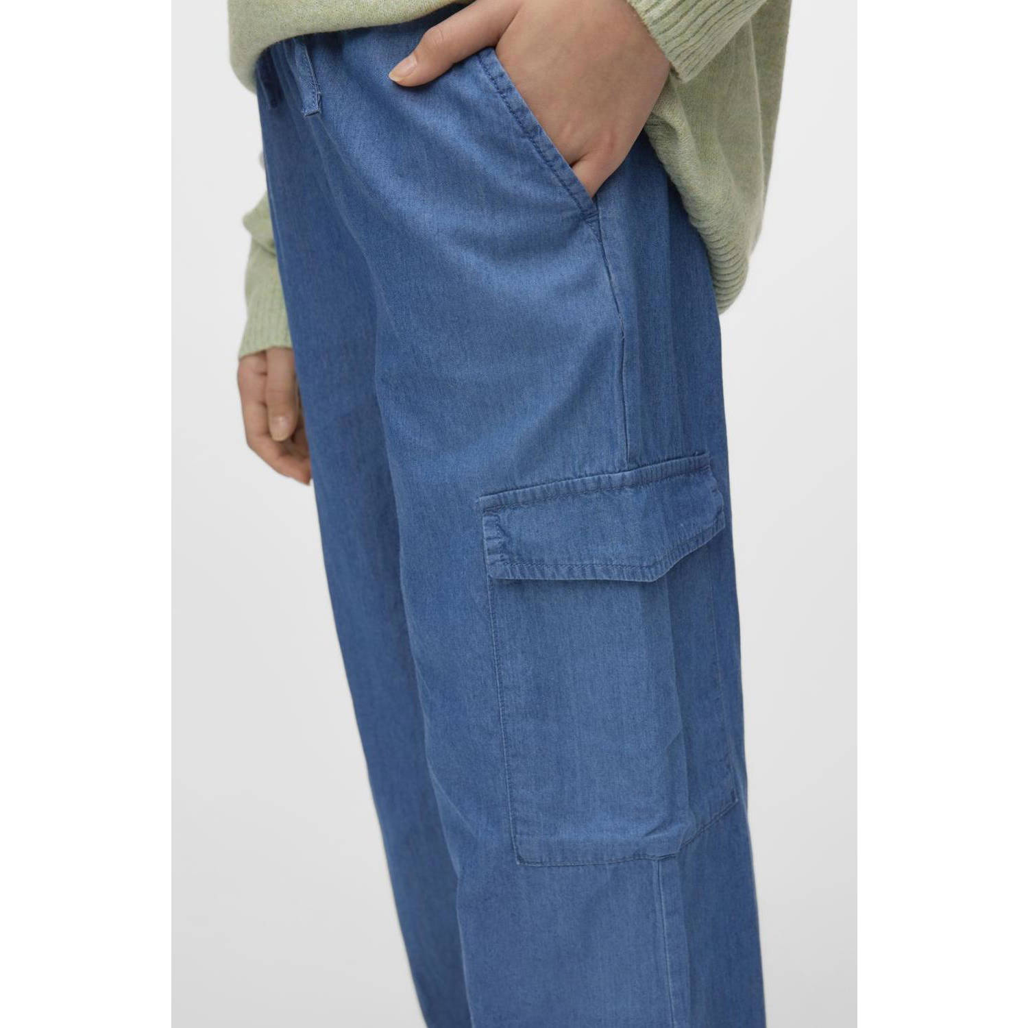 VERO MODA GIRL wide leg cargo broek blauw