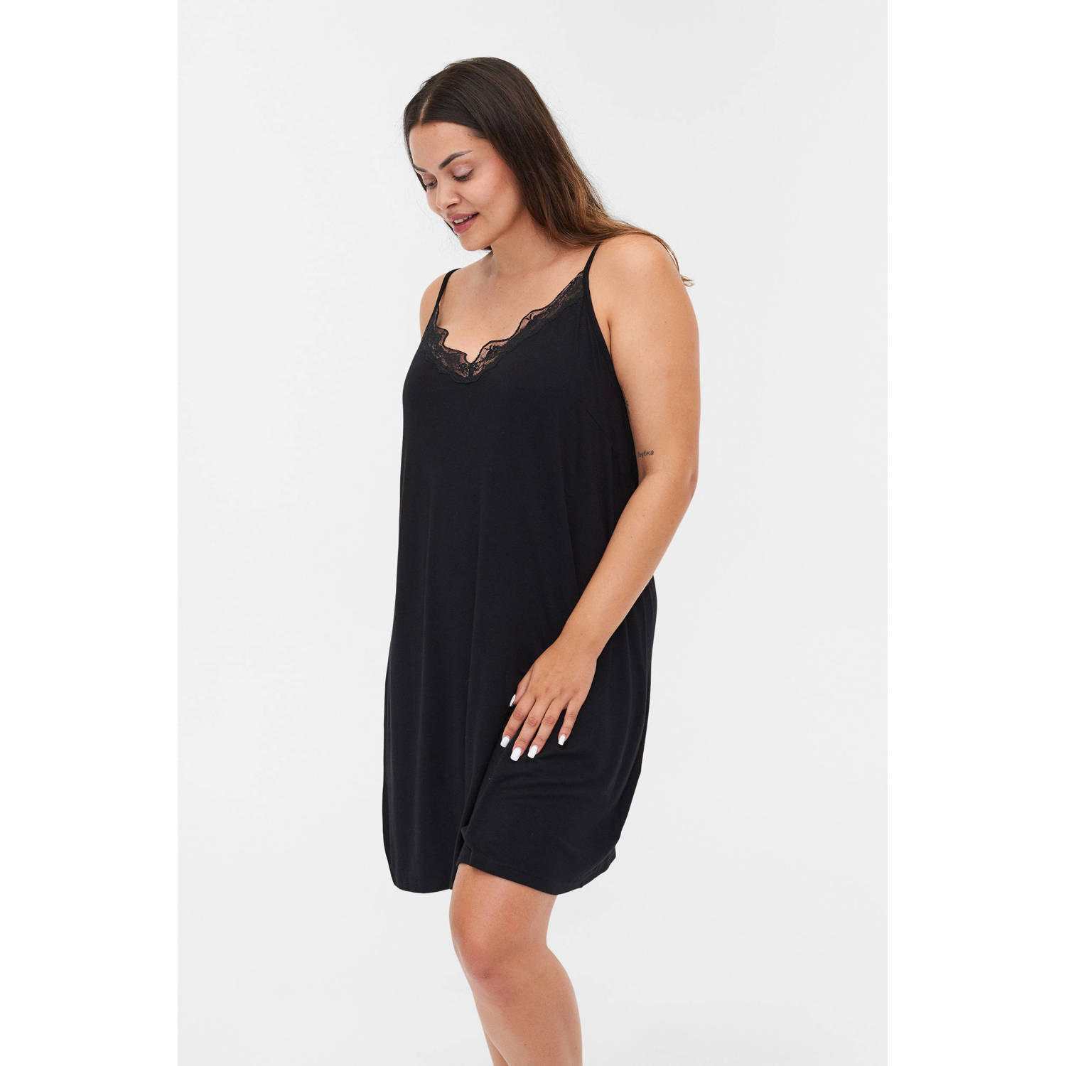Zizzi slipdress LACE zwart
