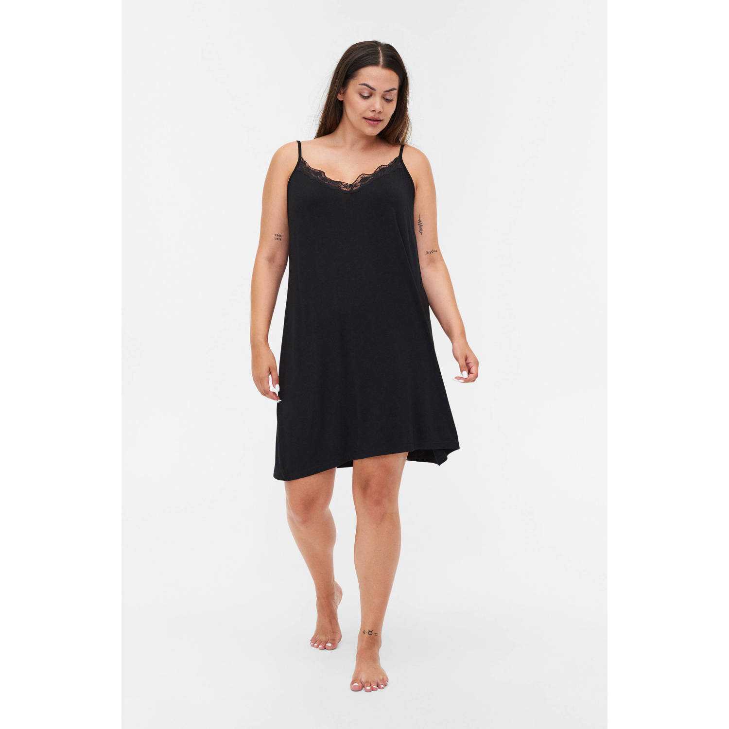 Zizzi slipdress LACE zwart