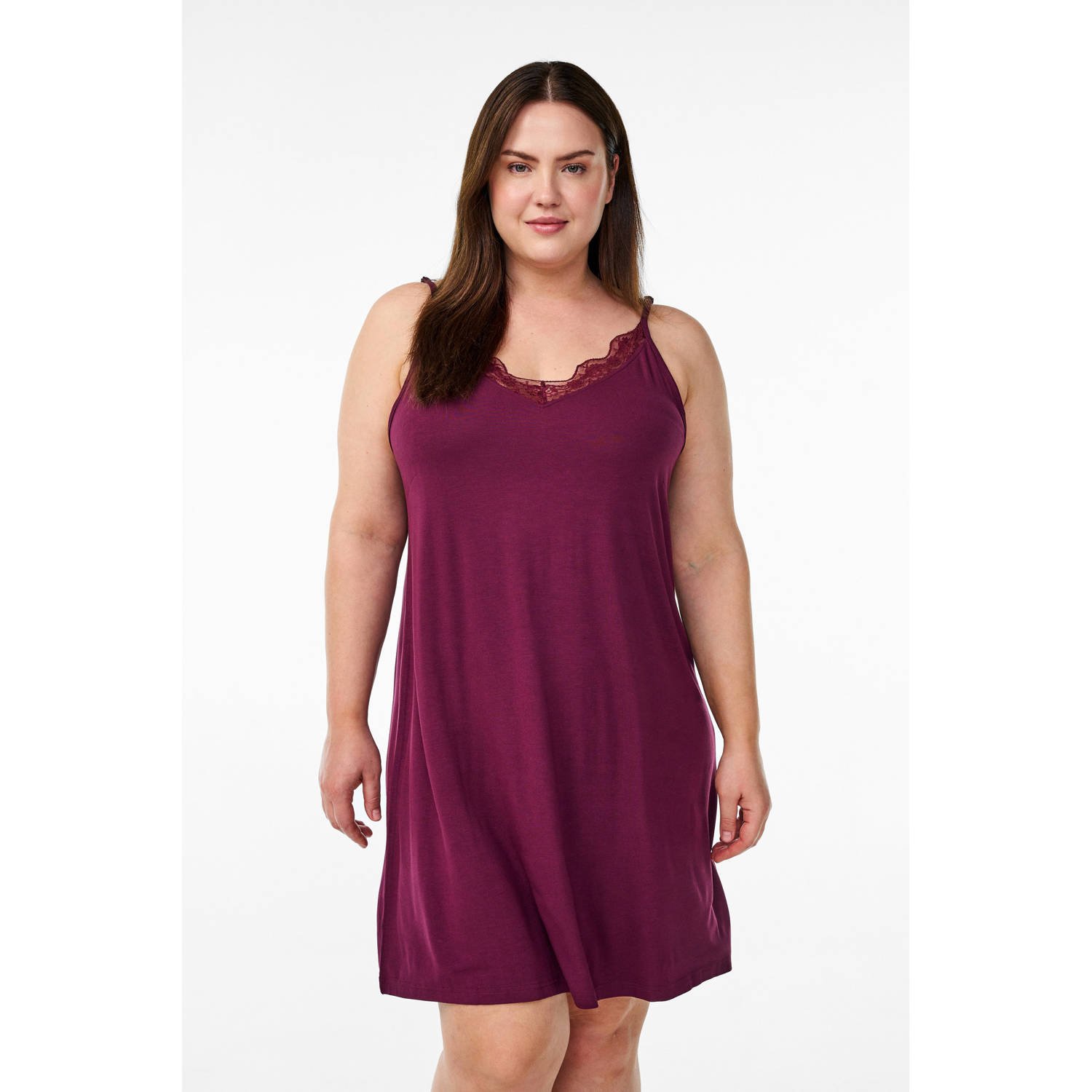 Zizzi slipdress LACE donkerrood