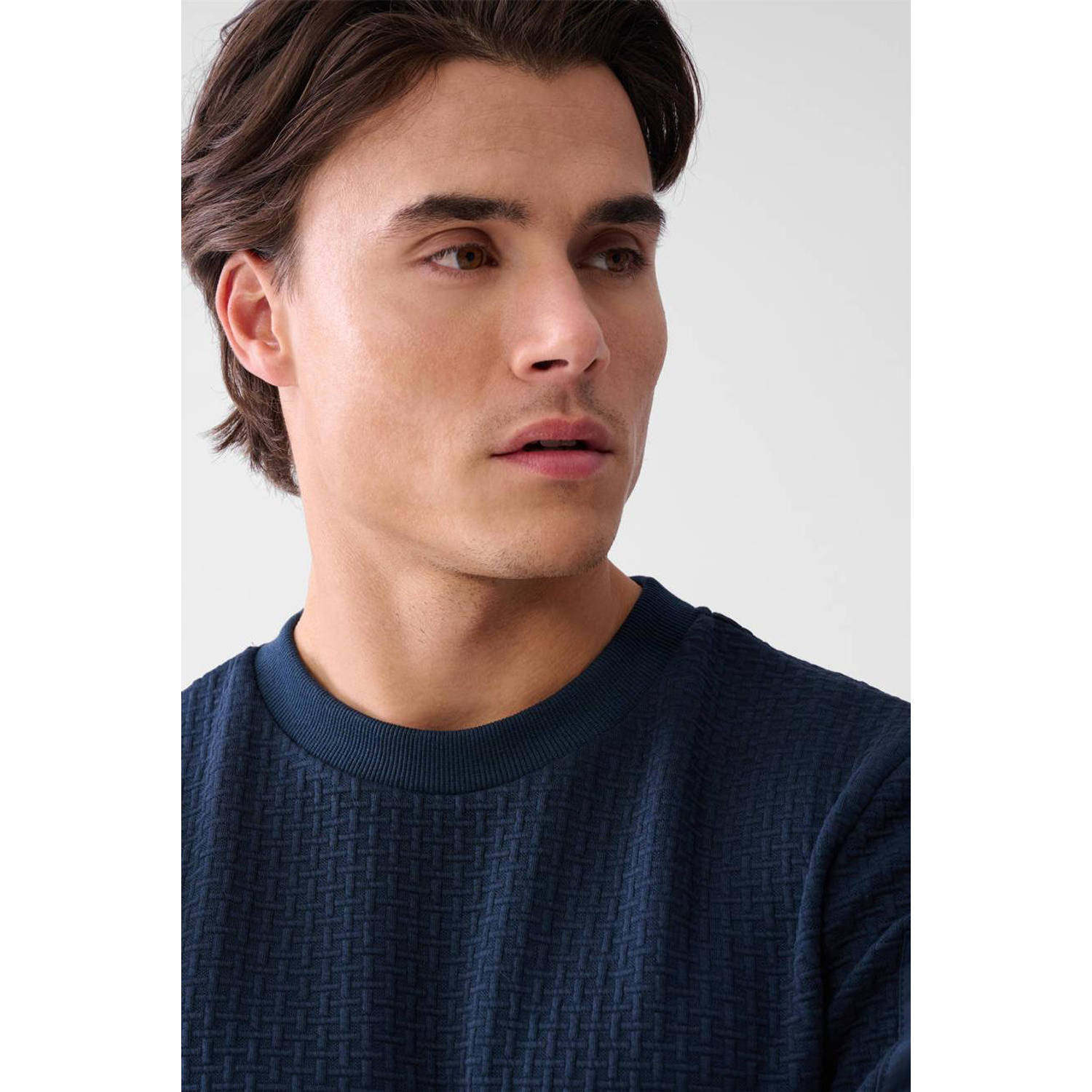 Shoeby longsleeve met ingebreid patroon donkerblauw