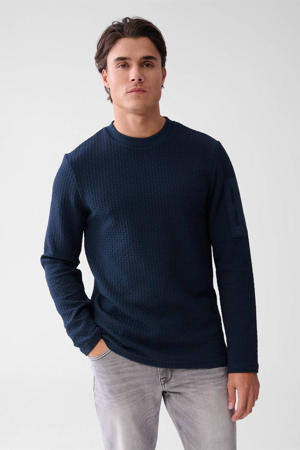 longsleeve met ingebreid patroon donkerblauw