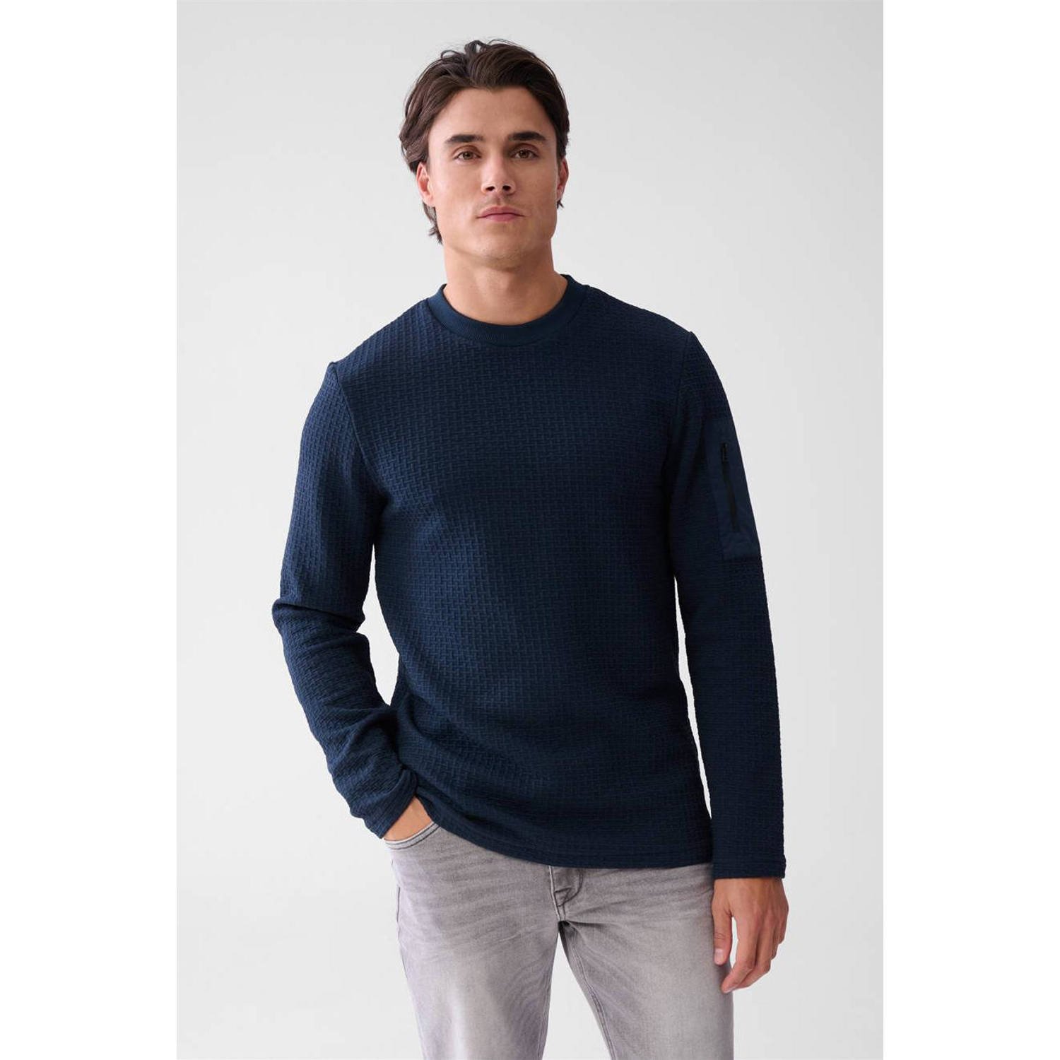 Shoeby longsleeve met ingebreid patroon donkerblauw