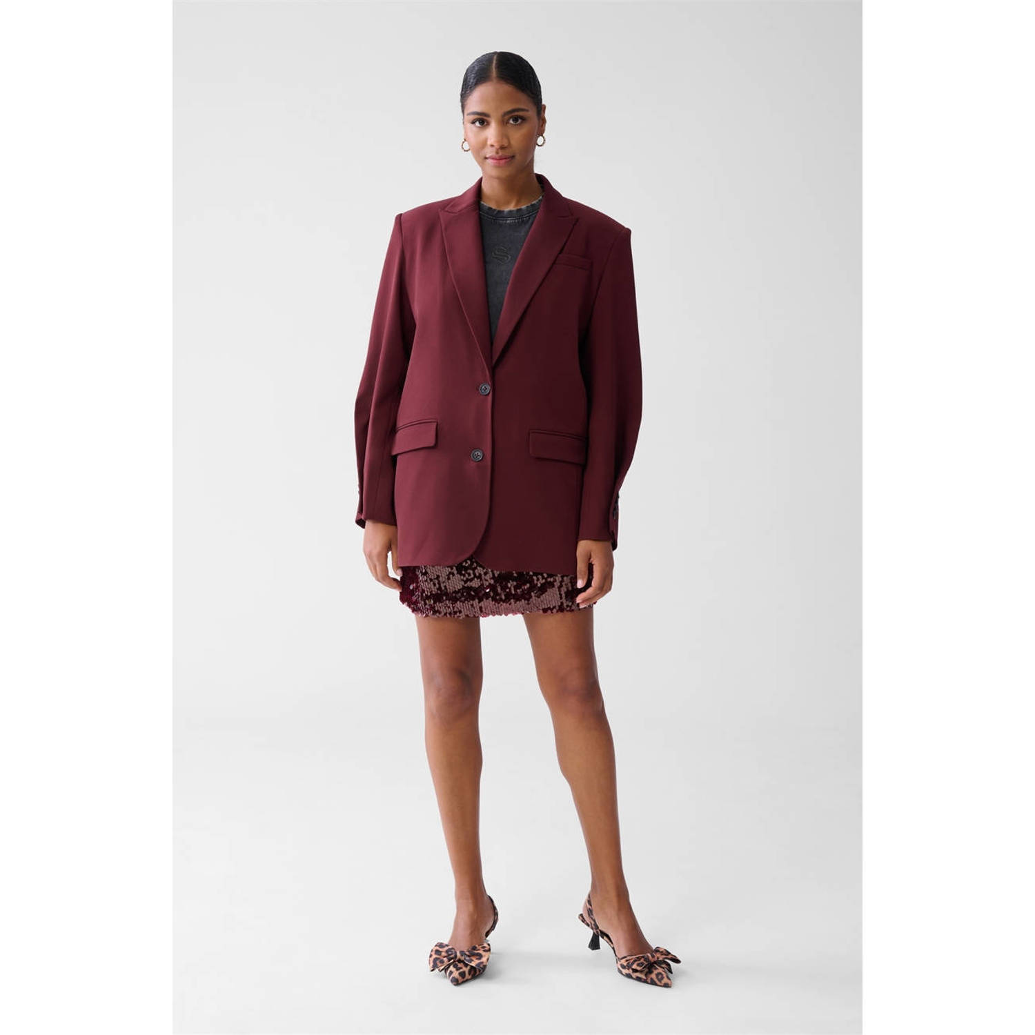 Shoeby oversized blazer donkerrood