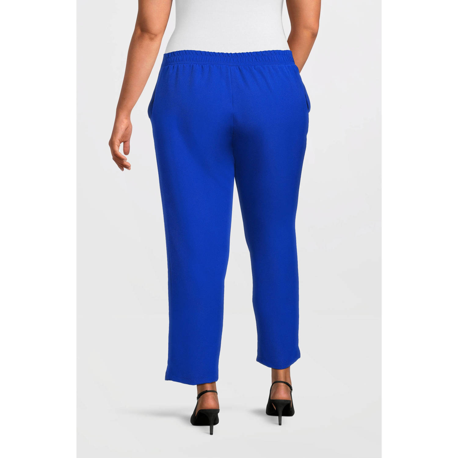 Curviss slim high waist broek blauw