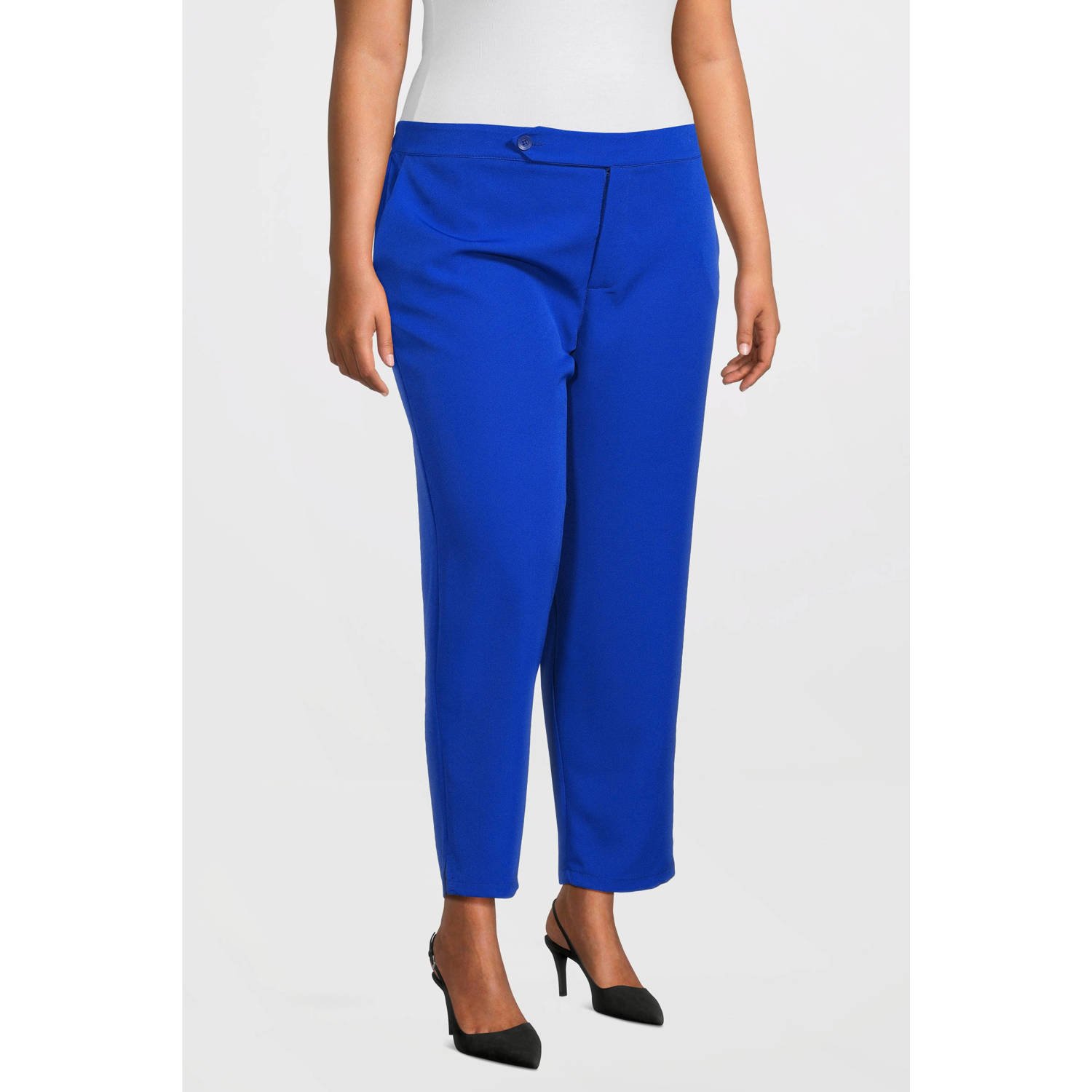 Curviss slim high waist broek blauw