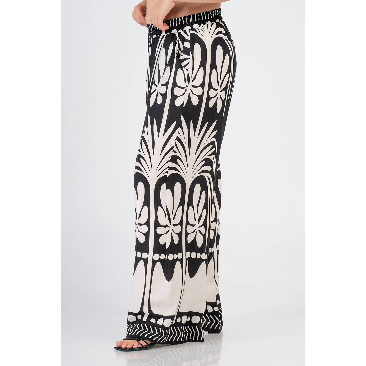 Curviss wide leg high waist broek zwart