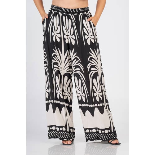Curviss wide leg high waist broek zwart afbeelding