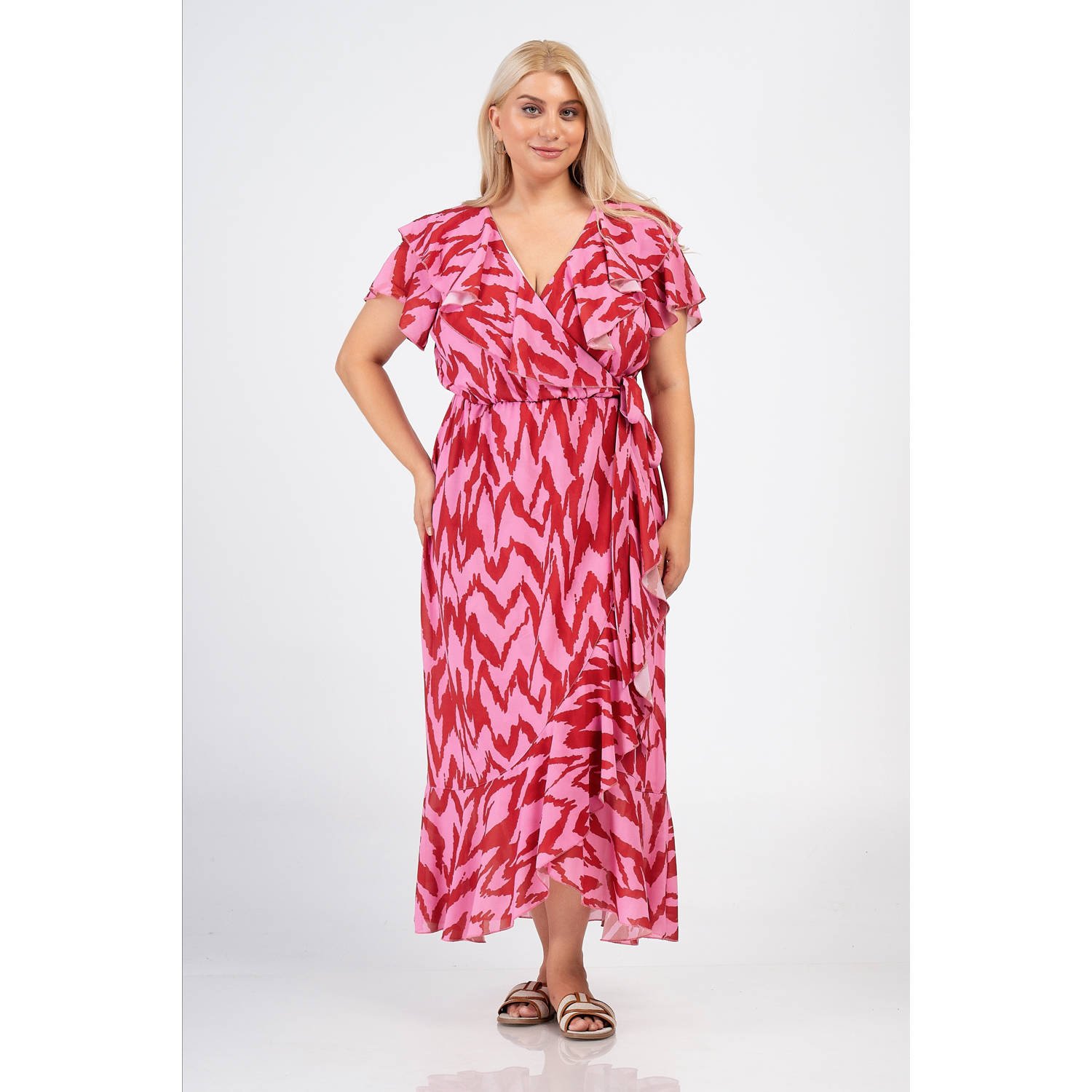 Curviss maxi jurk rood