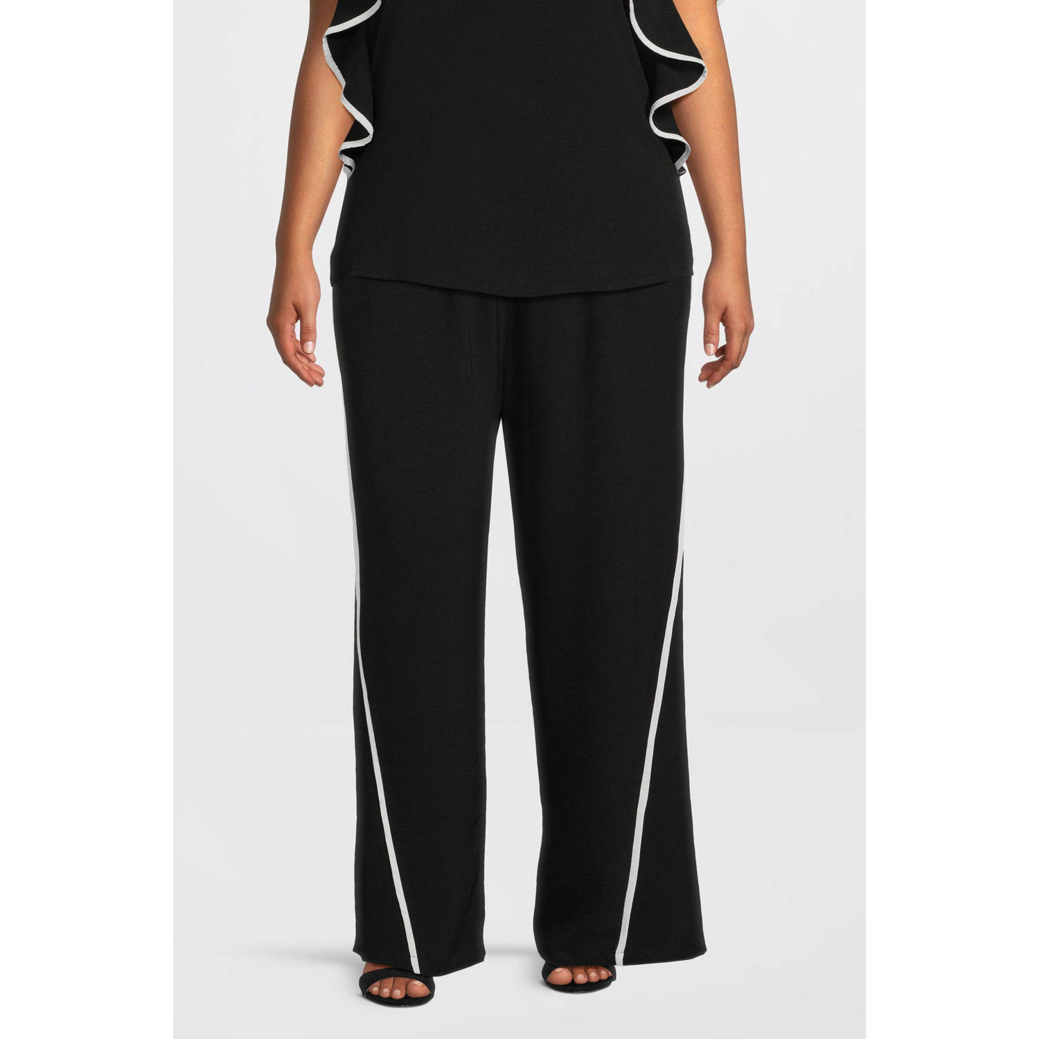 Curviss wide leg high waist broek zwart