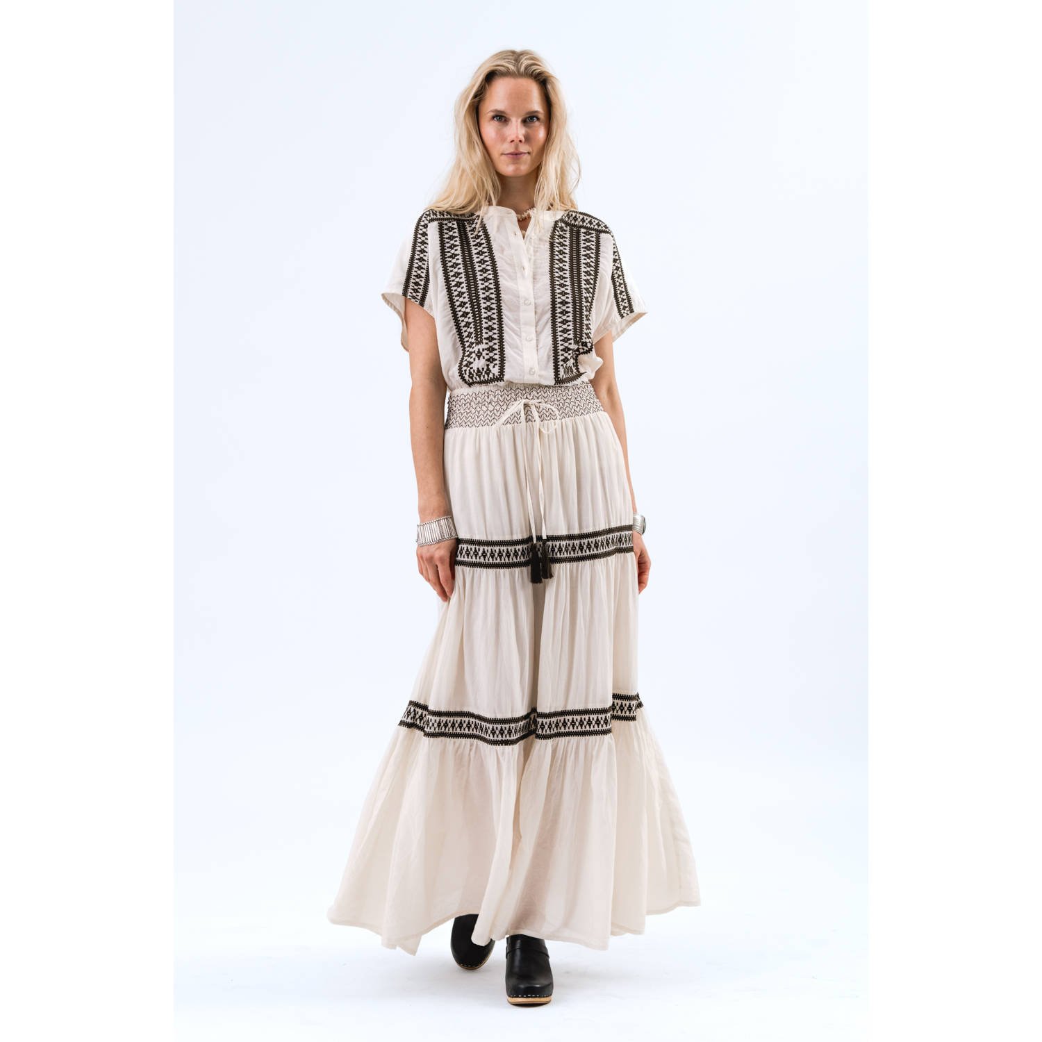 Lollys Laundry Bohemian Diamondll Maxi Rok in Crème Beige Dames