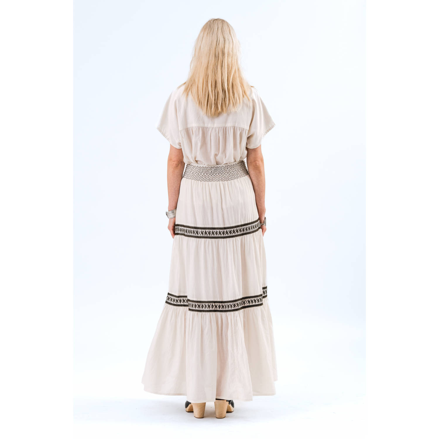Lollys laundry midi rok broderie ecru