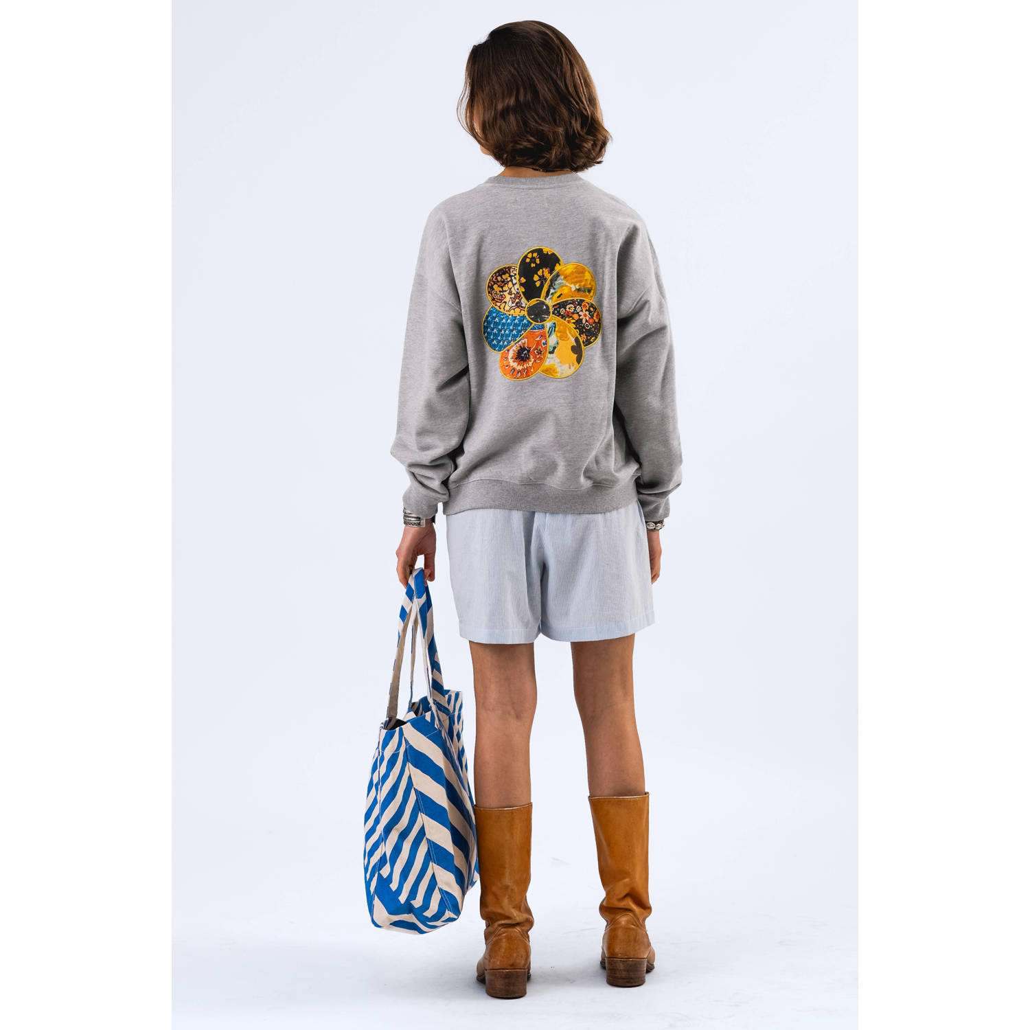 Lollys laundry sweater grijs melange