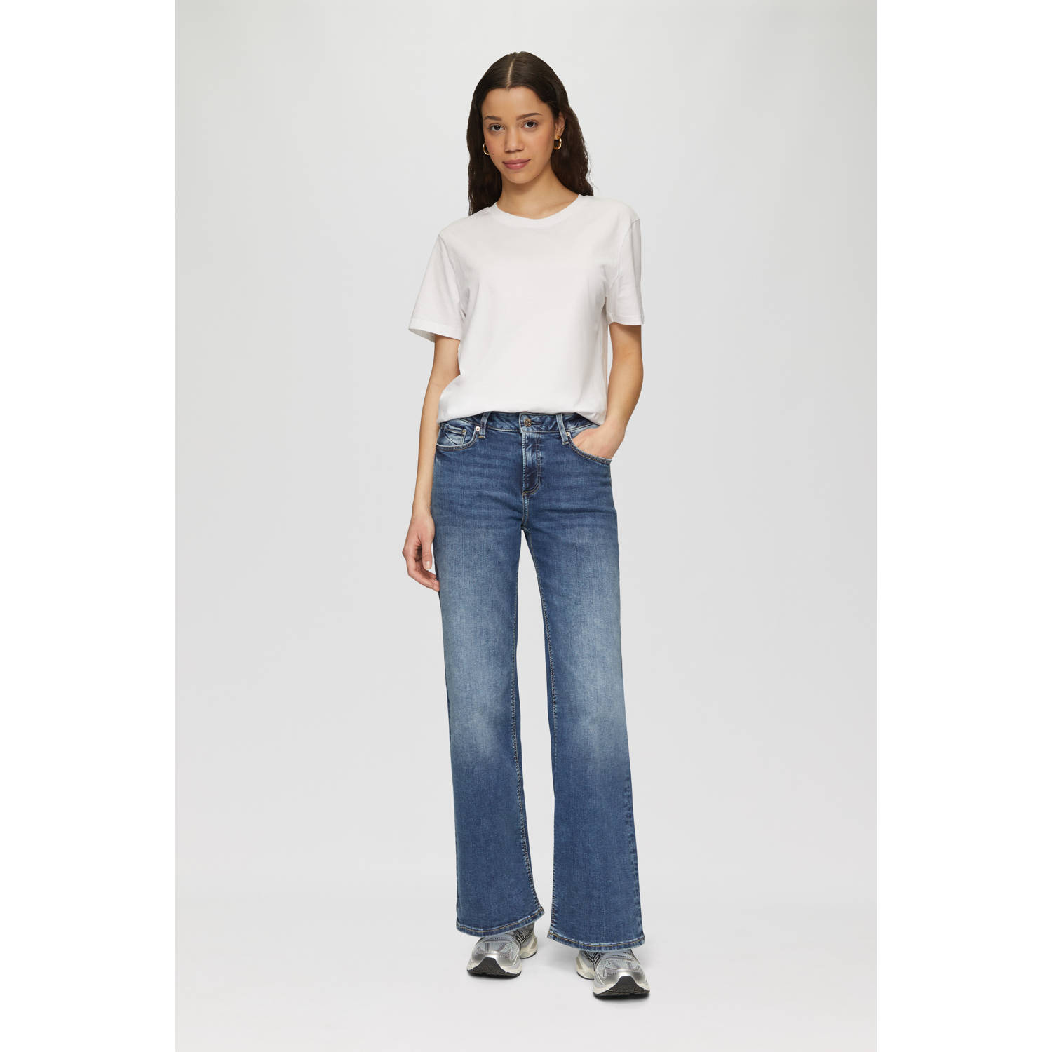 Q S by s.Oliver high waist wide leg jeans dark blue denim
