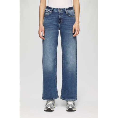 QS high waist wide leg jeans medium blue afbeelding