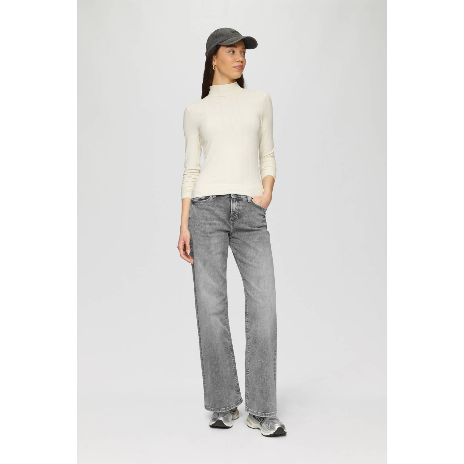 Q S by s.Oliver high waist wide leg jeans grey denim