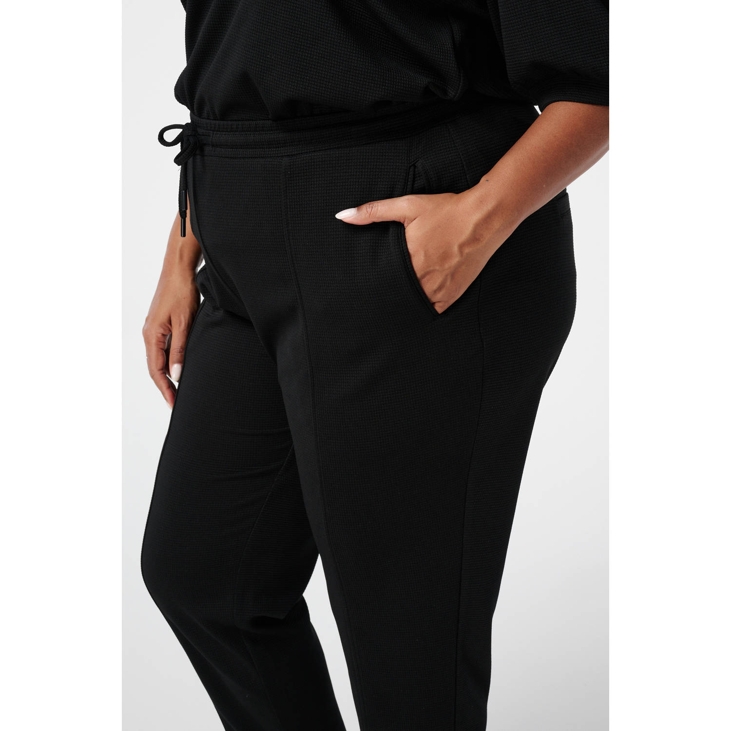 MS Mode straight regular waist casual broek zwart