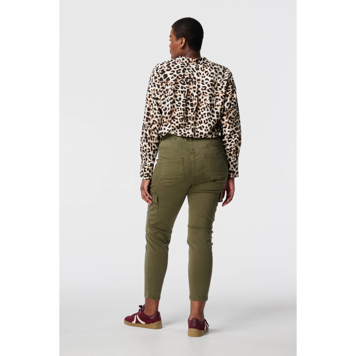 MS Mode slim regular waist cargo broek kaki
