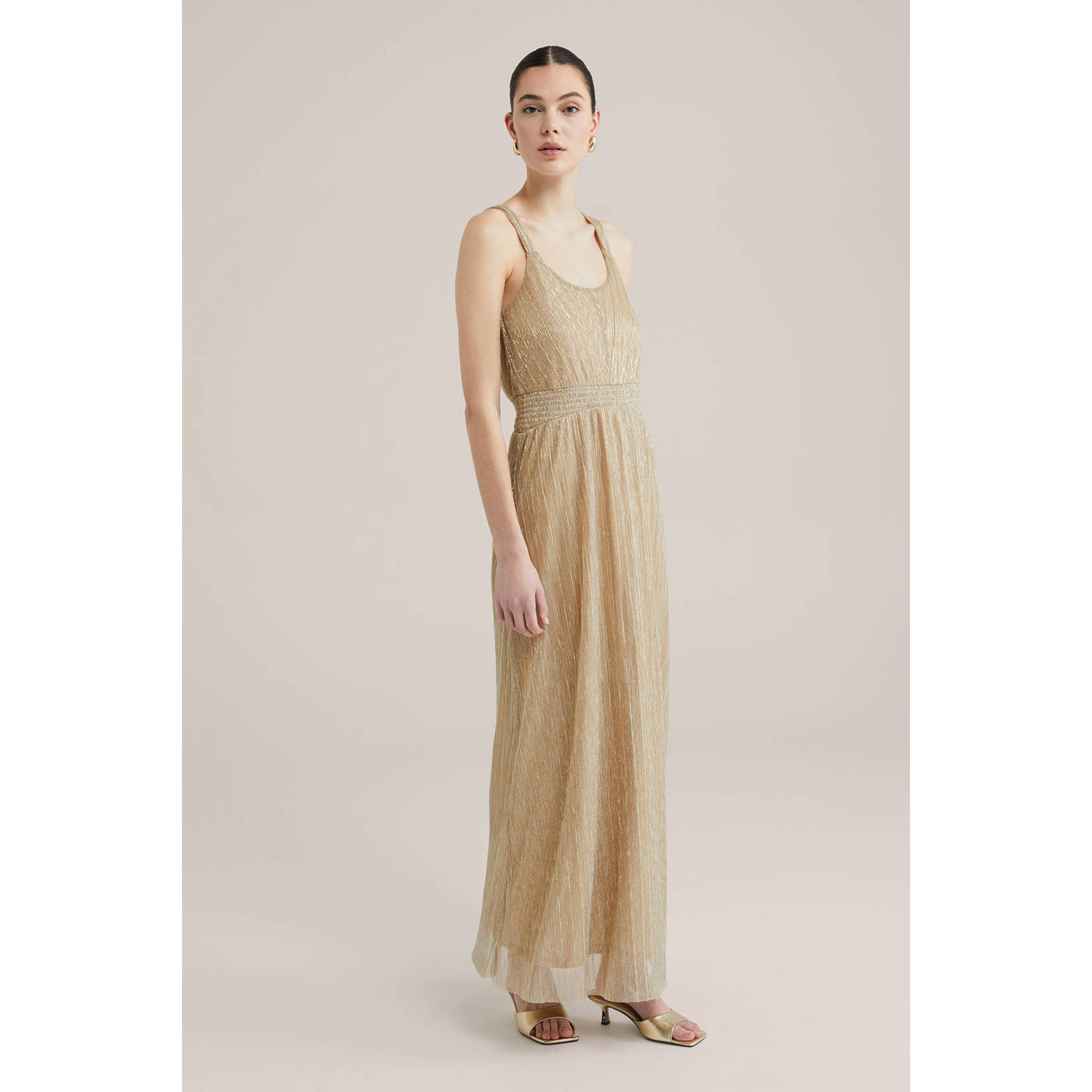 WE Fashion galajurk met lurex goud